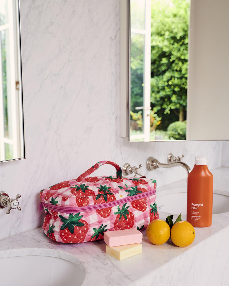 Strawberry Jam Quilted Cotton Toiletry Case