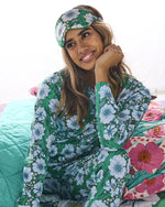 Tumbling Flowers Green Organic Cotton Long Sleeve Pyjama Top & Slouch Pant Set