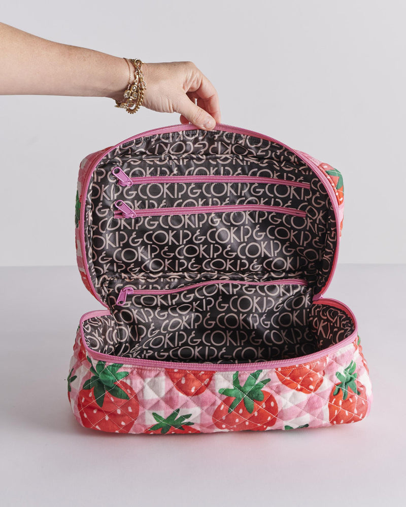 Strawberry Jam Quilted Cotton Toiletry Case