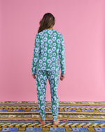 Tumbling Flowers Green Organic Cotton Long Sleeve Pyjama Top & Slouch Pant Set