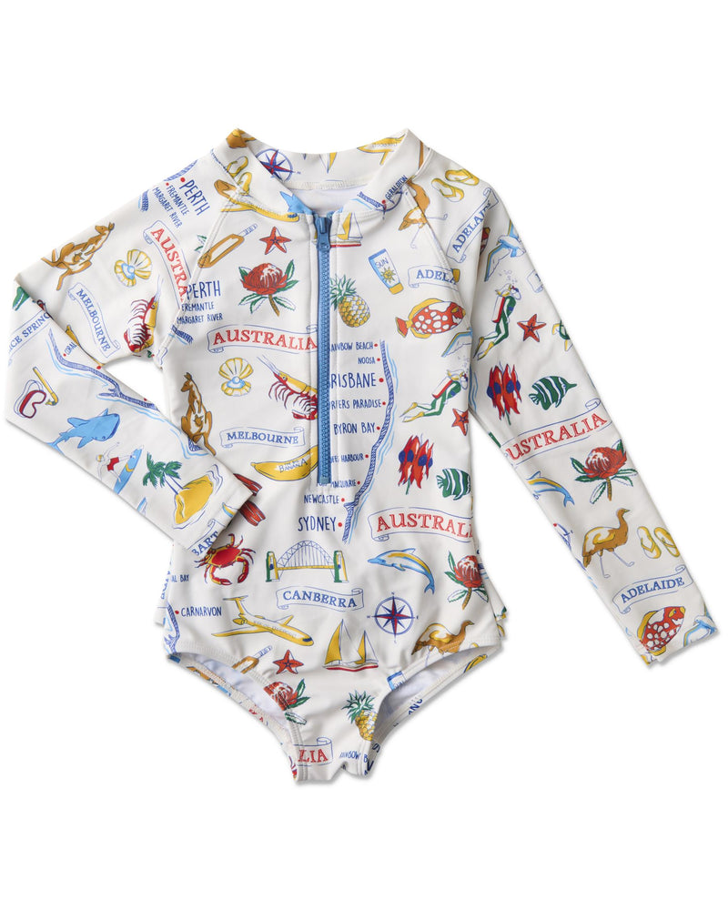 Aussie Road Trip Long Sleeve Bathers