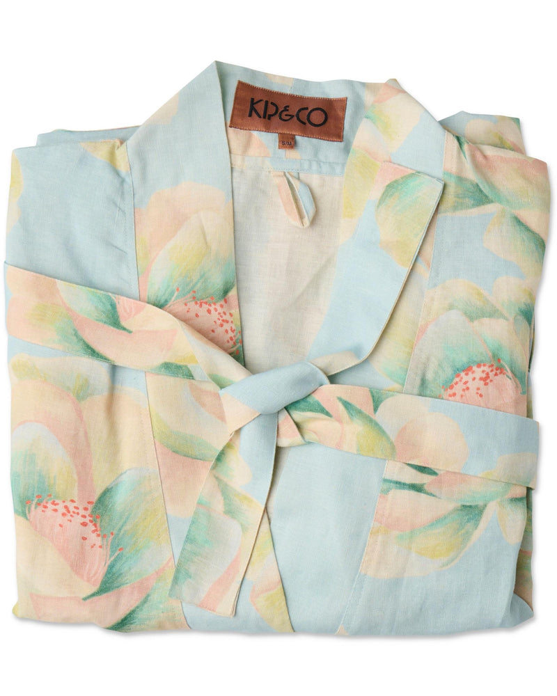 Big Beauty Floral Linen Robe | Blue