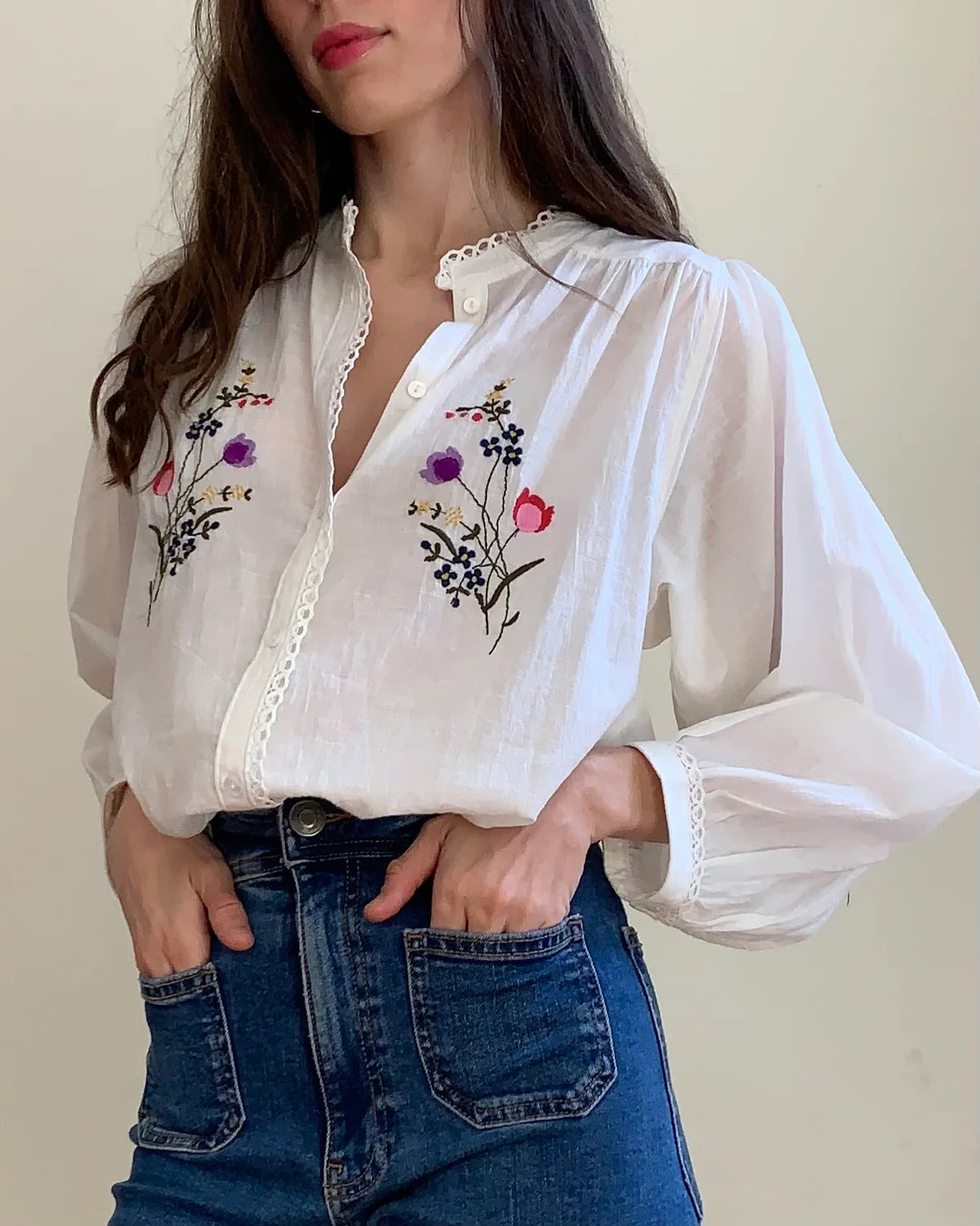 Posie Blouse Chalk – Betty and Lola