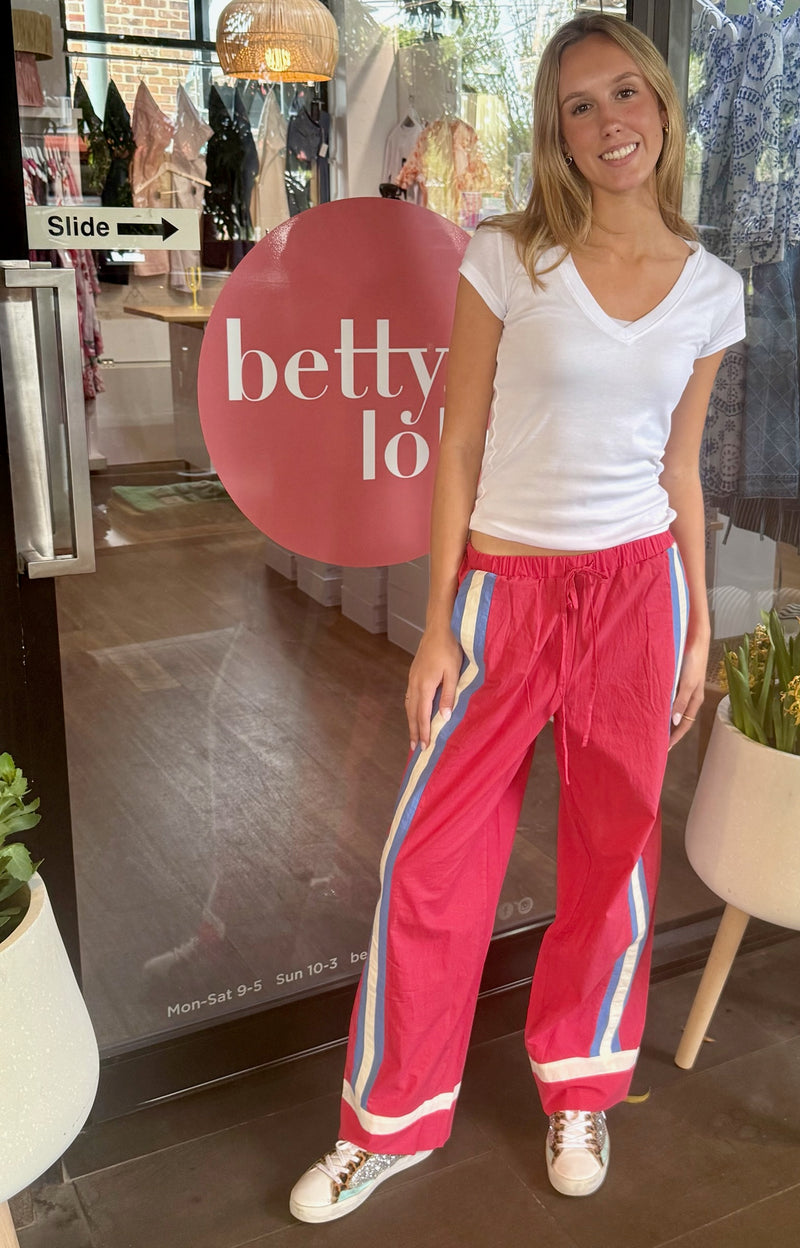 La Mer Stripe Pant Lobster Red