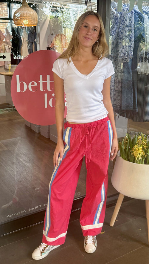 La Mer Stripe Pant Lobster Red