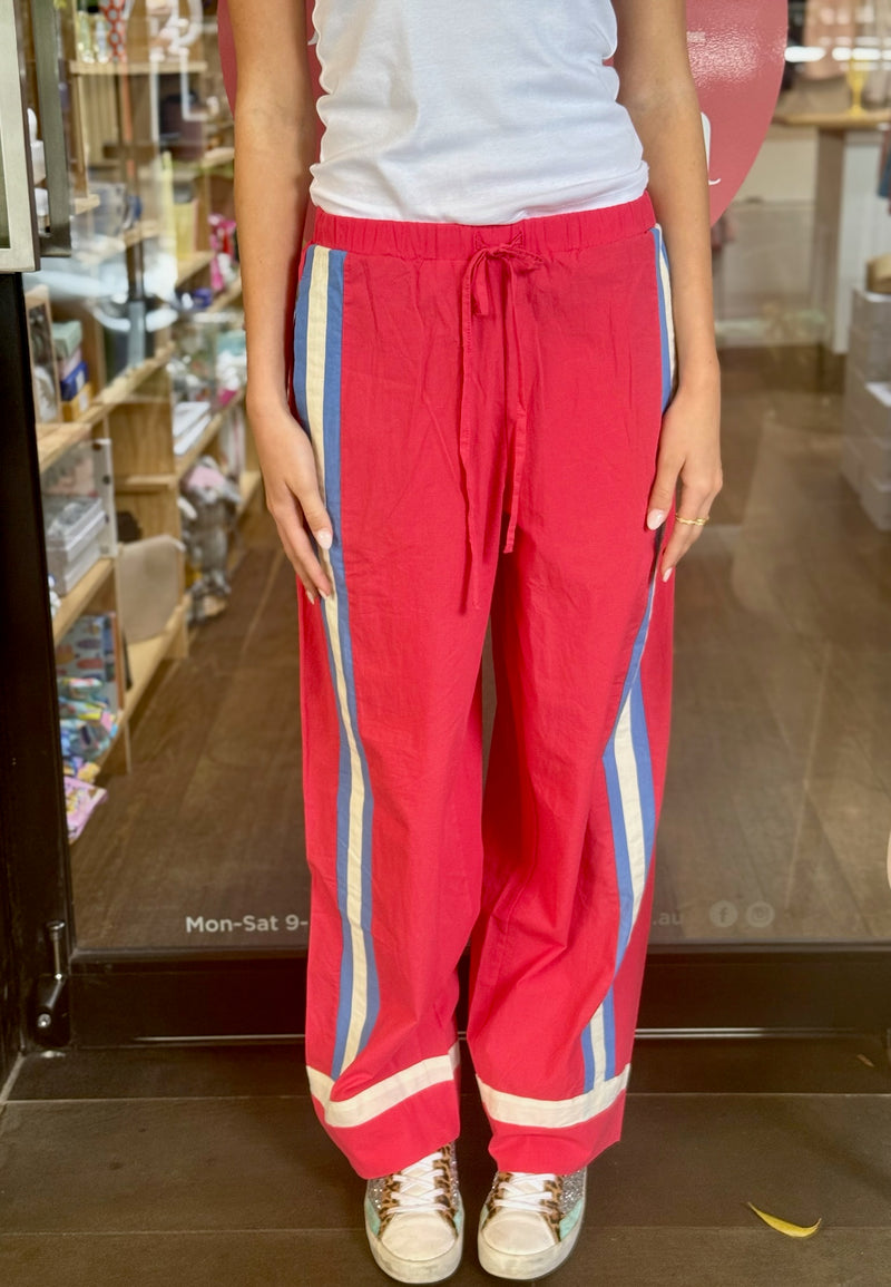 La Mer Stripe Pant Lobster Red