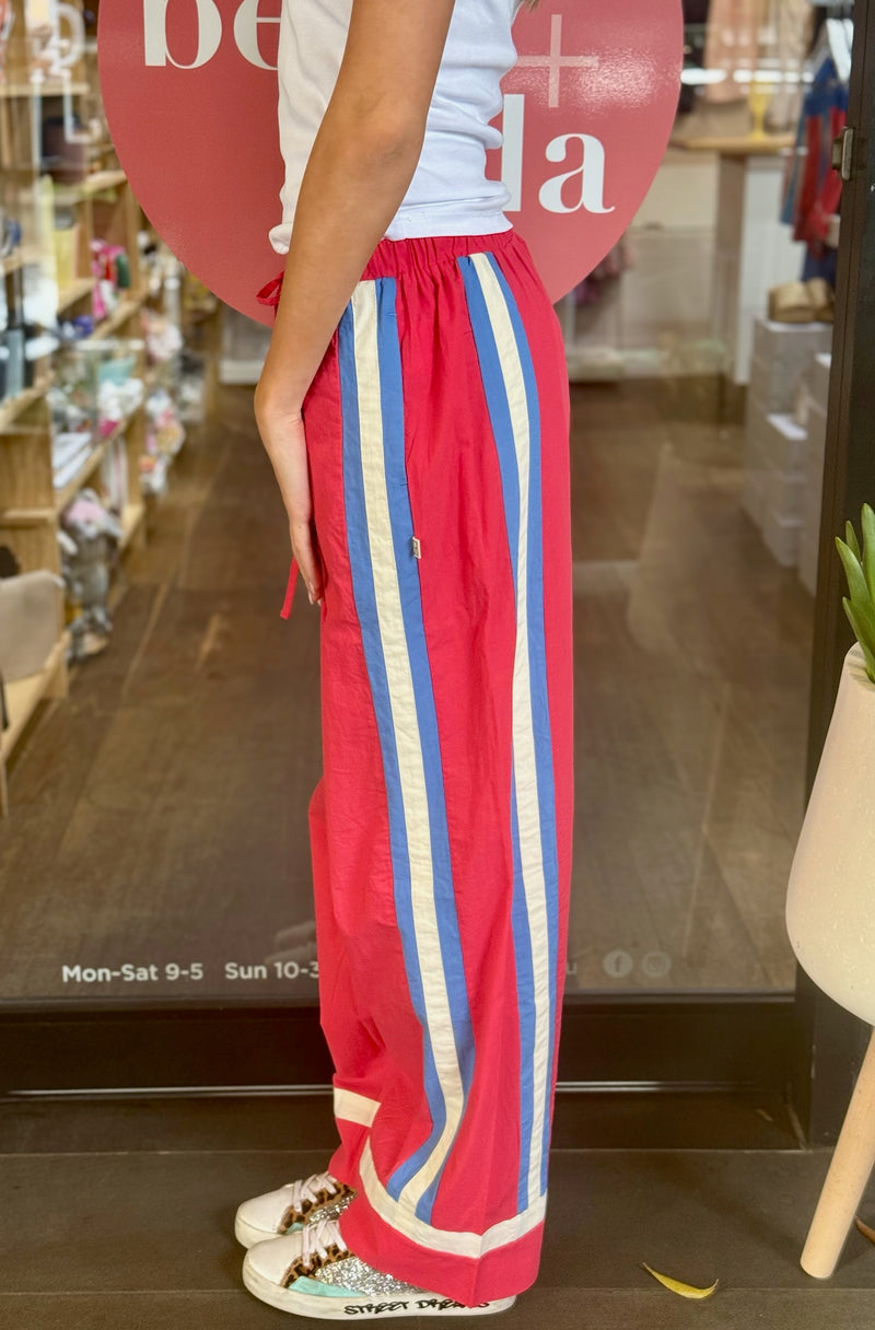 La Mer Stripe Pant Lobster Red