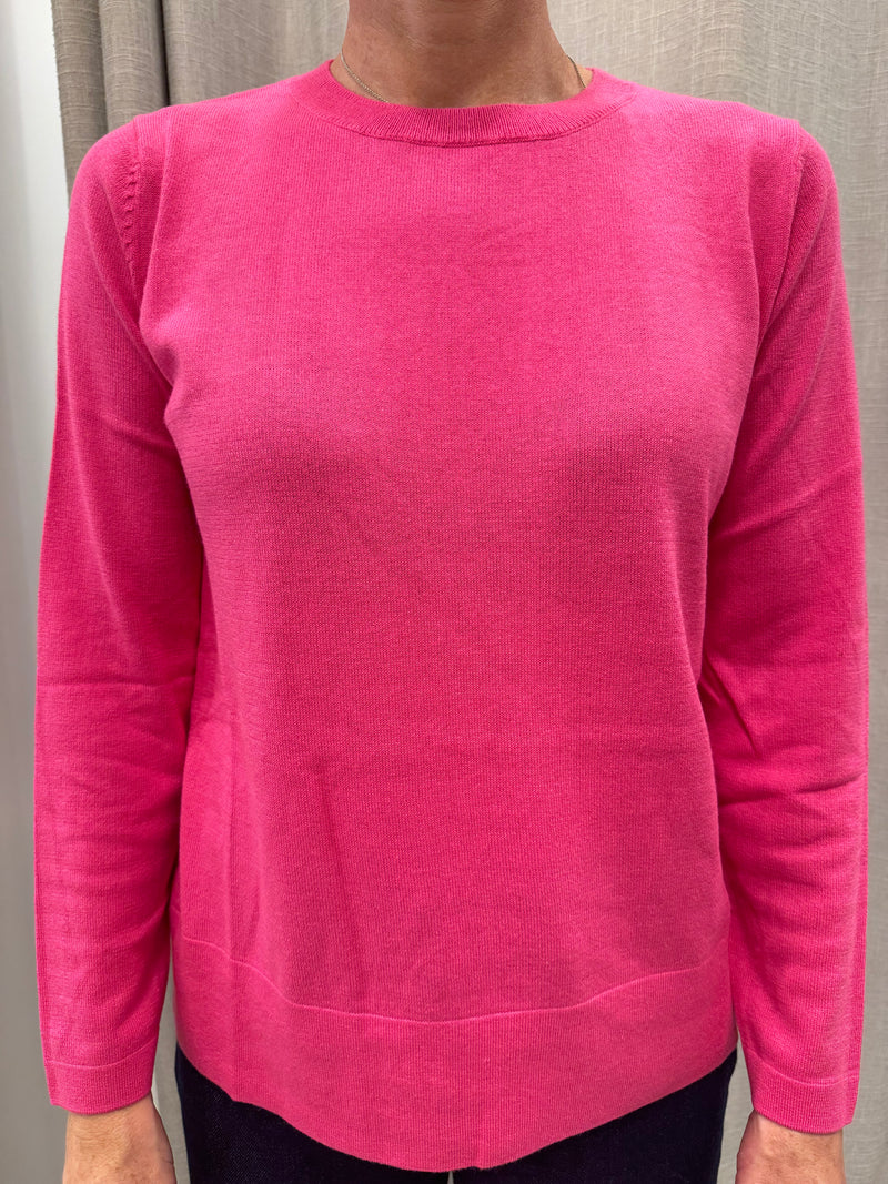 Crew Neck Cotton Cashmere Pullover | Malibu Pink