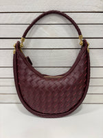 Woven Leather Saddle Bag | Red Wine