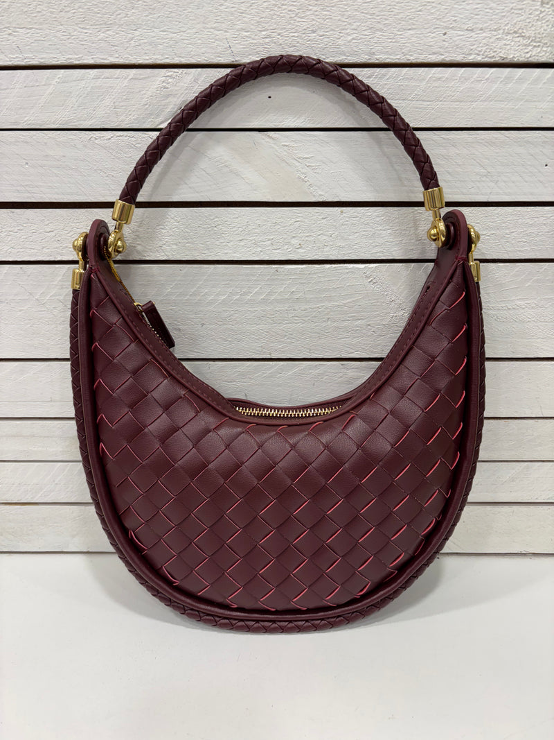 Woven Leather Saddle Bag | Red Wine