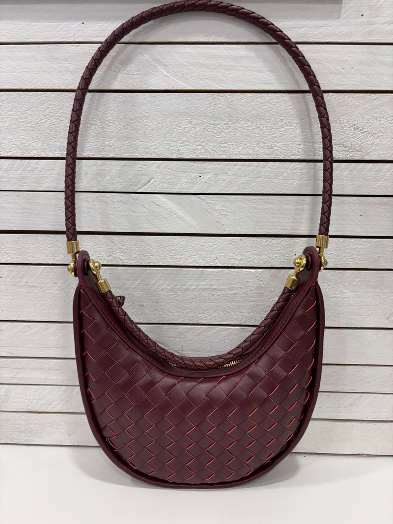 Woven Leather Saddle Bag | Red Wine