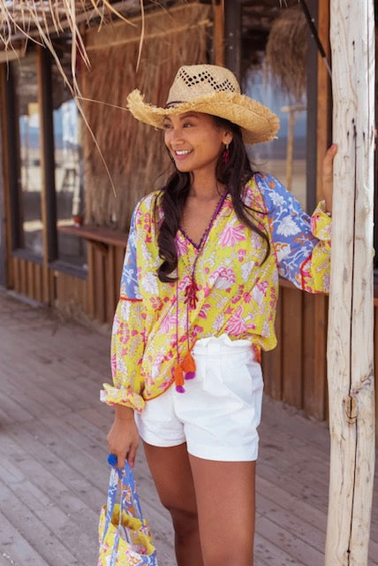 Yellow Lila Print Top | Yellow
