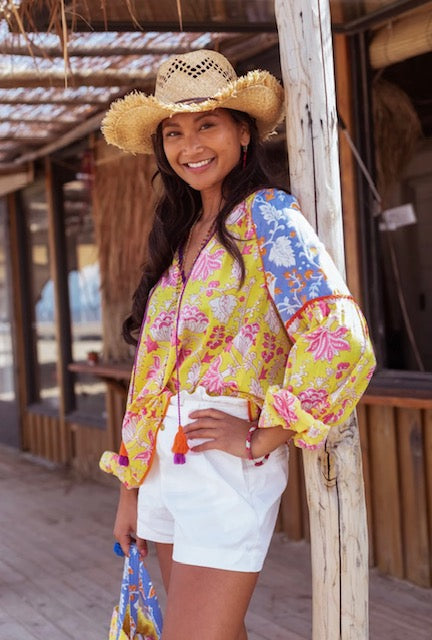 Yellow Lila Print Top | Yellow
