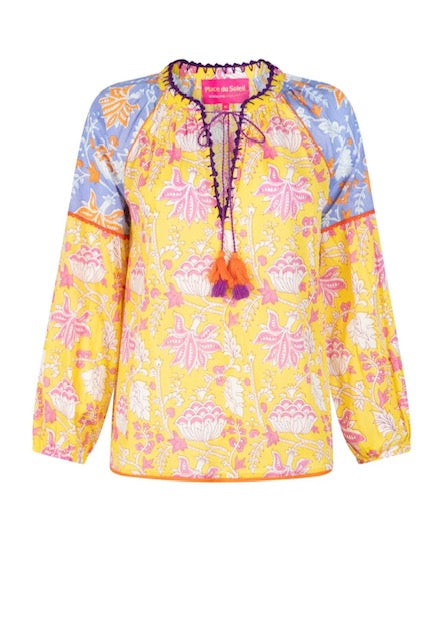 Yellow Lila Print Top | Yellow
