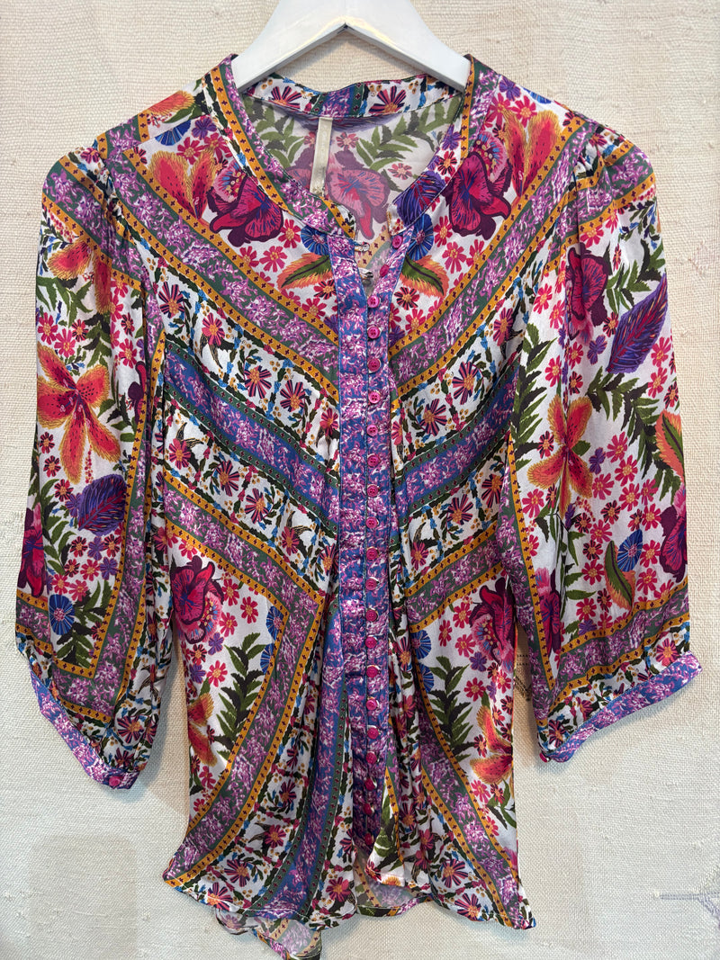 Scarlett Silk Top | Tulleries Hibiscus