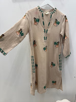Sapphire Short Kaftan | Beige Embroidery