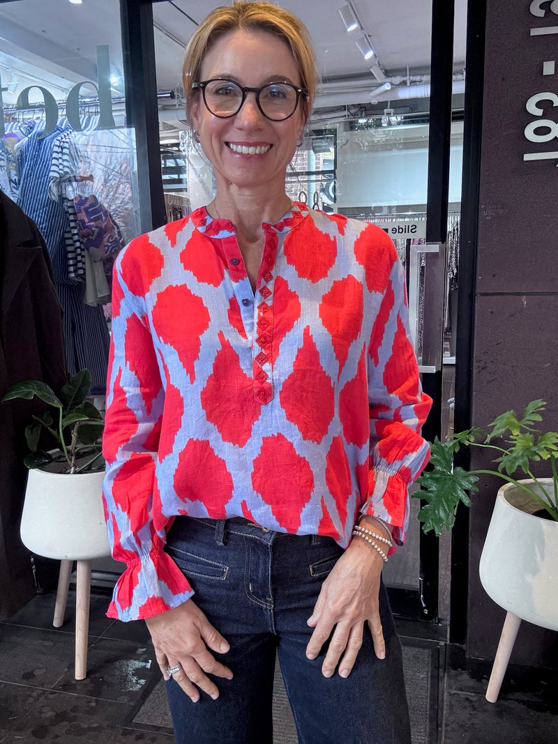 Broom Blouse | Ikat Red