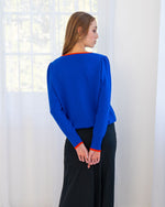 Cath Knit with Contrast | Cobalt/Red