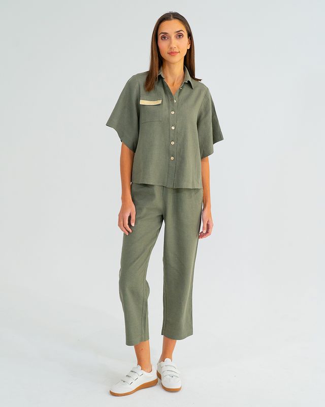Leah Tapered Trouser | Khaki