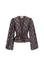 Lola Blouse | Ripple Charcoal/Gold