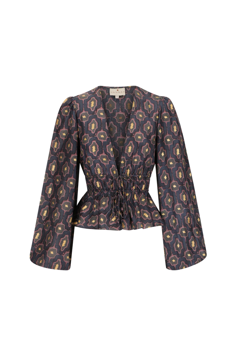 Lola Blouse | Ripple Charcoal/Gold
