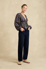 Lola Blouse | Ripple Charcoal/Gold