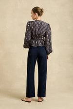Lola Blouse | Ripple Charcoal/Gold