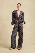 Lola Blouse | Ripple Charcoal/Gold