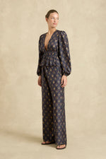 Lola Blouse | Ripple Charcoal/Gold