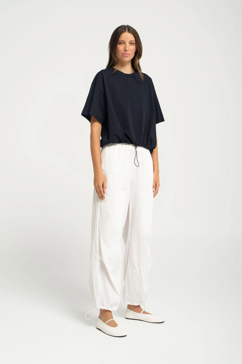 Pima Cotton Relaxed Fit Drawstring Waist Top Lisbon | Sea