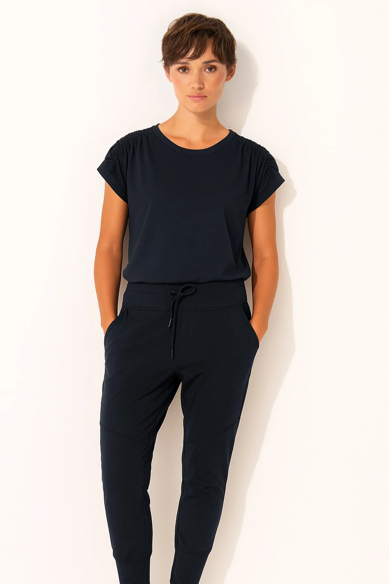 Pima Cotton Smocked Shoulder Top Porto | Sea