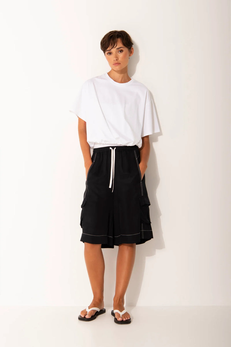 Pima Cotton Relaxed Fit Drawstring Hem Top Lisbon | White