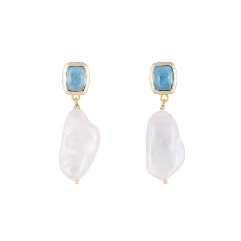 Blue Topaz Keshi Drop Earrings