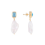Blue Topaz Keshi Drop Earrings