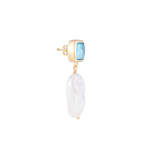 Blue Topaz Keshi Drop Earrings