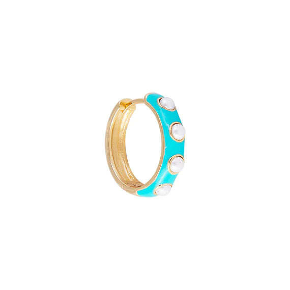 TURQUOISE CRYSTAL PEARL MIDI HOOPS