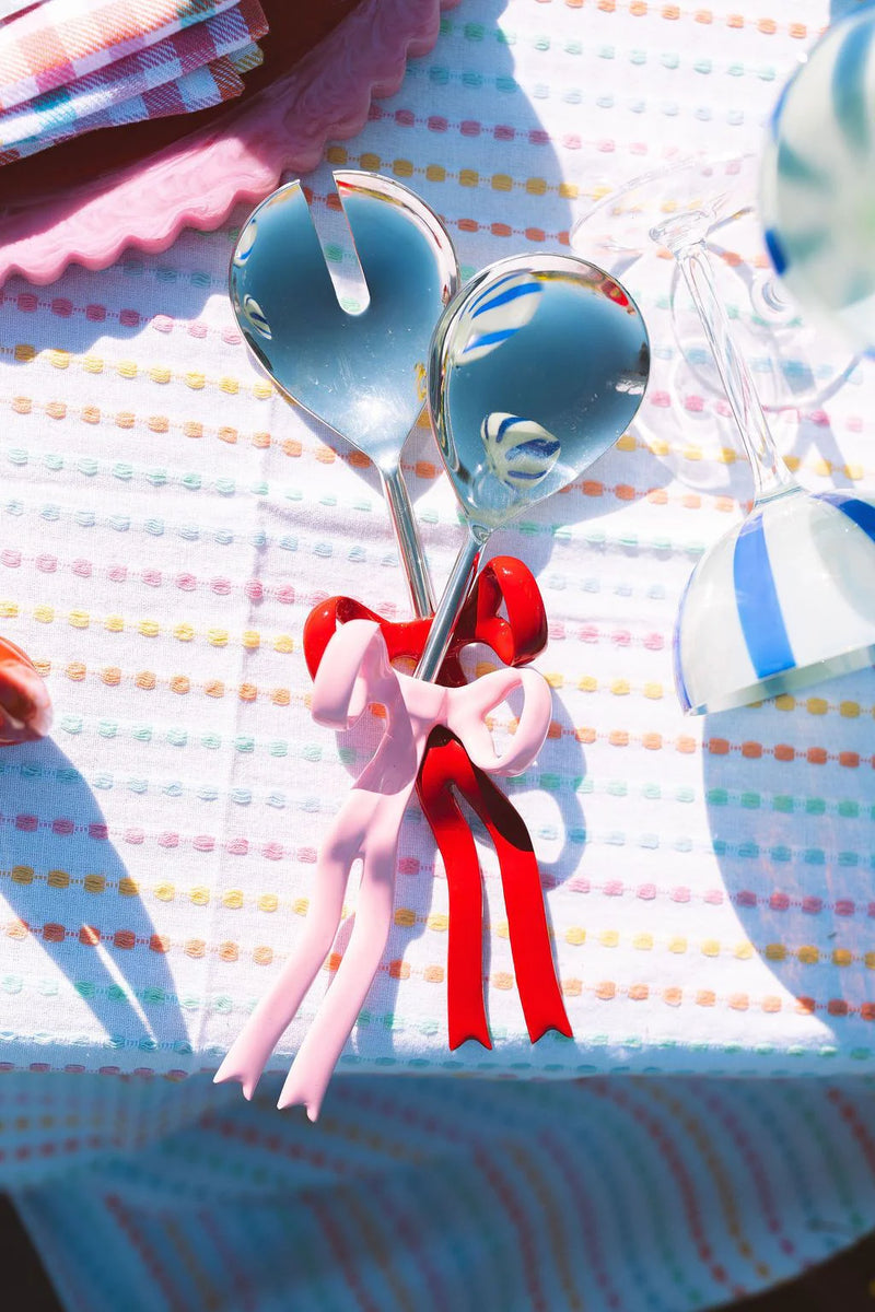 Pink and Red Bow Salad Servers