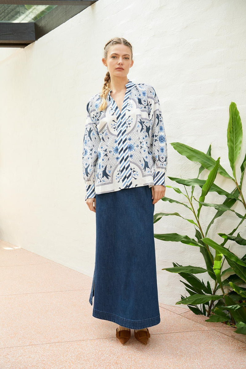 Chloe Bird Blouse | White