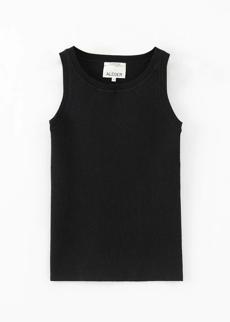 CASHMERE BLEND RIBBED VEST BLACK