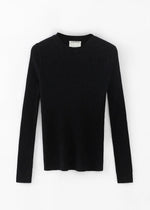 CASHMERE BLEND NEW SKINNY RIB CREW | BLACK