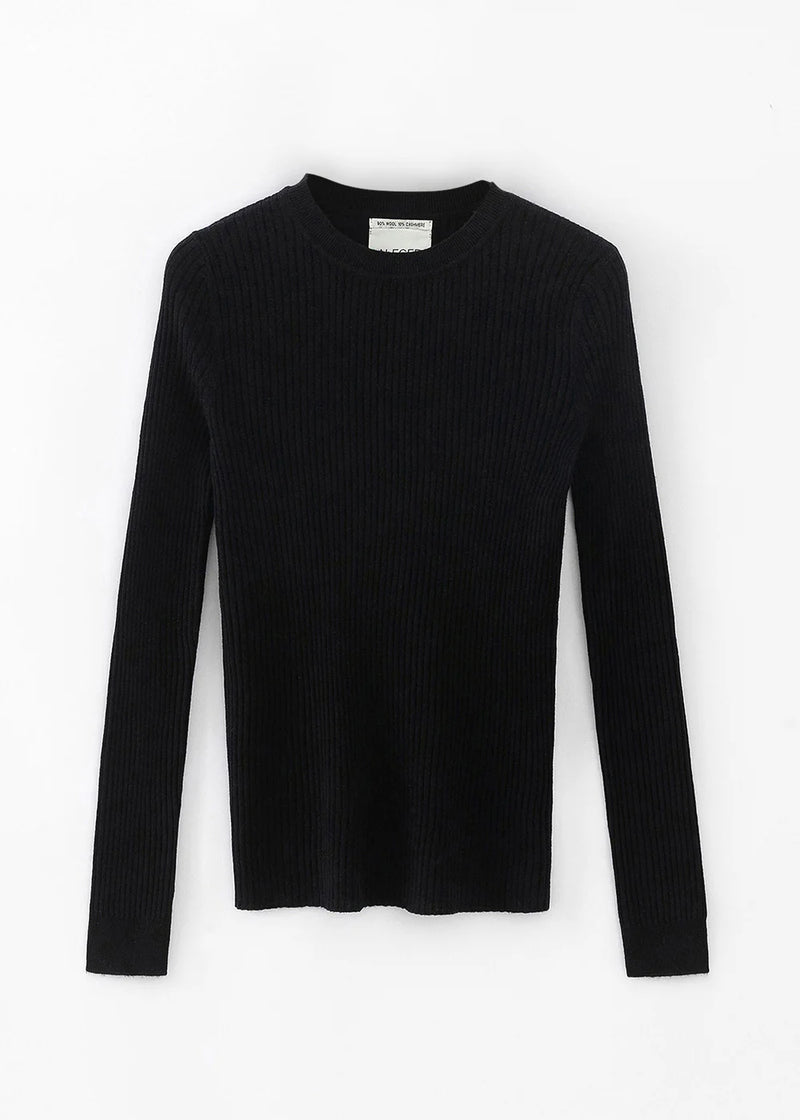 CASHMERE BLEND NEW SKINNY RIB CREW | BLACK