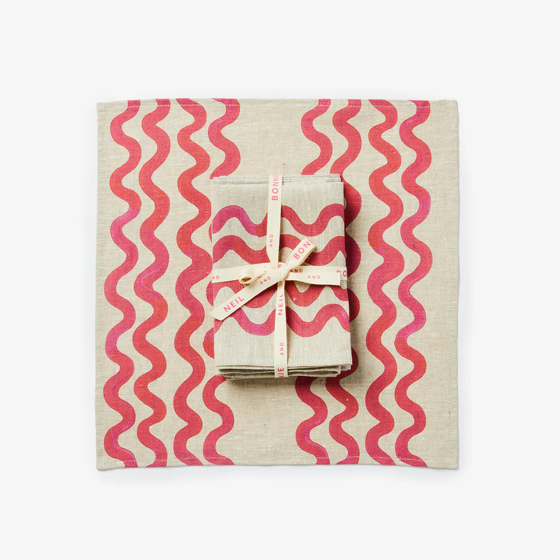 Double Wave Pink Napkin set of 4