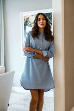 Duke Bib Shirt Dress | Blue