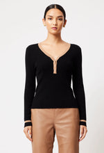 NOVA MERINO WOOL KNIT TOP | BLACK/HUSK