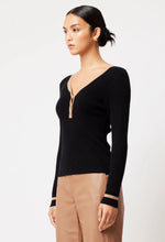 NOVA MERINO WOOL KNIT TOP | BLACK/HUSK