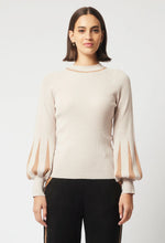 MERIDIAN MERINO WOOL BLEND KNIT TOP IN BAMBOO