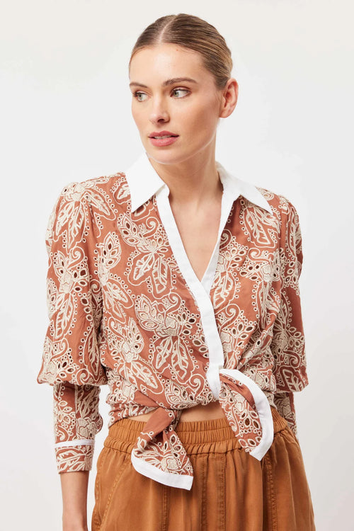 Antigua cotton sleeve shirt | Bronzed Embroidery