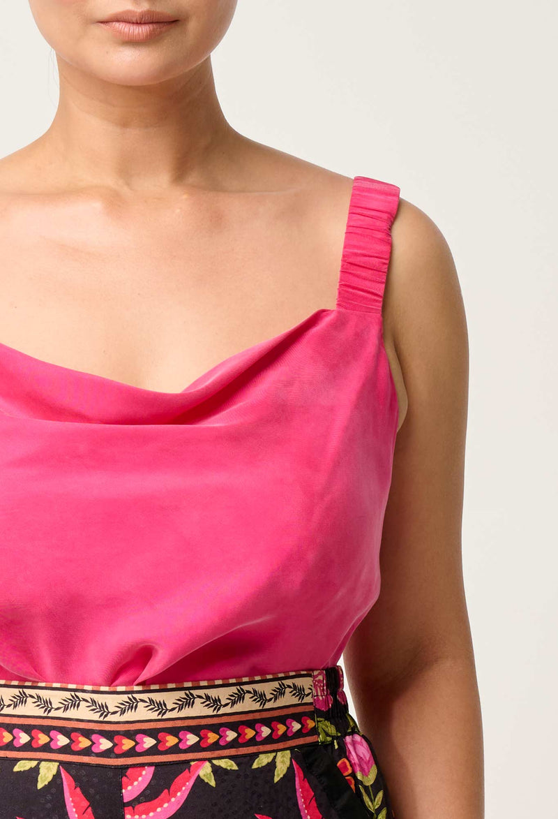 Delray Reversible Cupro Cowl & V Neck Cami | Celosia Pink