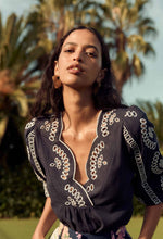 Morgan Placement Embroidered Blouse | Lapis