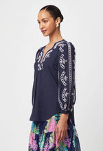 Morgan Placement Embroidered Blouse | Lapis